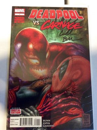 Deadpool Vs Carnage 1 - 4 & 1:25 Yu & Df Variant Signed By Cullen Bunn