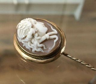 Antique Victorian Gold Cameo Stick Pin Brooch Of Medusa