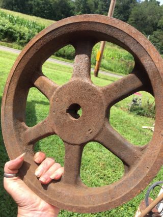 Antique Cast Iron Belt Pulley Wheel Industrial Factory Steampunk 11 1/2”