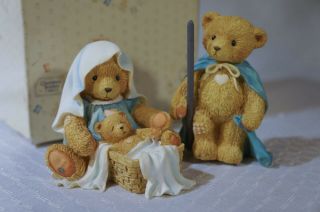 Cherished Teddies Christmas Nativity Josh,  Maria And Baby Holiday Display Figure