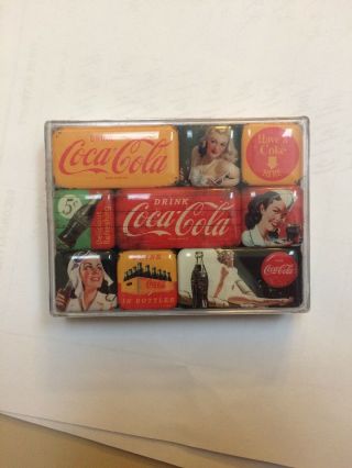 Coca Cola Yellow Mini Magnets Set Of 9