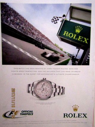 2015 Rolex Oyster Perpetual Sky Dweller Checkered Flag Print Ad 8 X 11 "