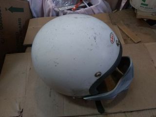 Vintage Bell 500 - Tx Auto Motorcycle Racing Helmet - White Toptex? 1968