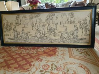 Very Large Antique Egyptian Tapestry In Ebonised Frame 5ft2 " X 2ft