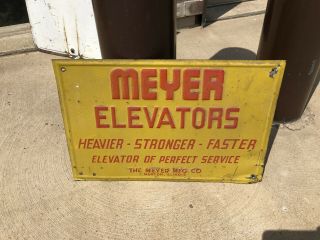 Meyer Elevators Equipment Agricultural Farm Tin Embossed Sign Seed Feed