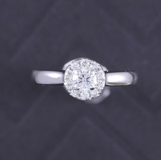 Estate 14k White Gold Zales 1/2 Ct Halo Diamond Engagement Ring