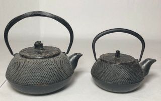 2 Vintage Cast Iron Chinese Teapot Tea Kettle Black