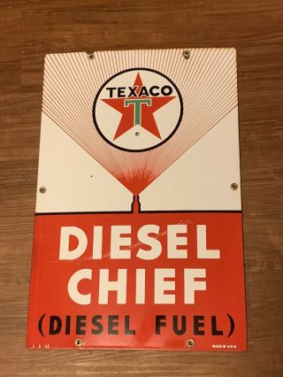 18” X12” Texaco Diesel Chief Pump Plate Porcelain Sign
