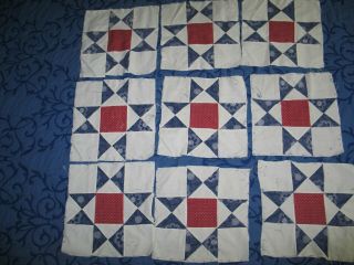40 Antique Quilt Blocks - Ohio Star - Vintage Hand Stitched Quilt Blocks