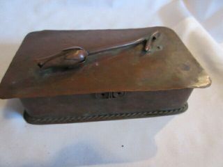Craftsmen Inc Hand Made Hammered Copper Hinged Box W Rope Braiding & Rose 518