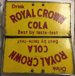 Vtg 2 - Piece Drink Royal Crown Rc Cola Sign Embossed Cooler Chest Lid Hinge Door