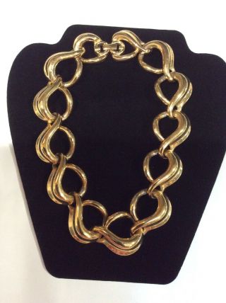 Vintage Givenchy Gold Tone Choker Collar Necklace