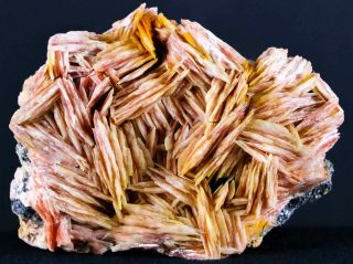 Pink & Orange Barite Blades And Galena Crystal Mineral Specimen Morocco 8.  1 Oz