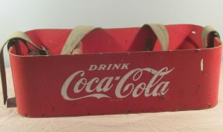 Ww2 Era Coca - Cola 6 Pack Carrier Red Masonite Very Old Rare 1939 - 1945