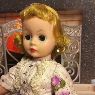 Vintage Madame Alexander Cissette 9.  5 " Doll Tagged Floral Rhinestone Dress
