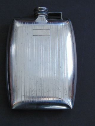 Vintage Art Deco Sterling Silver Hip Flask With Dedication On Back