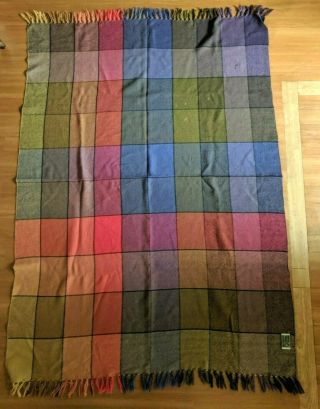 The Three Weavers Houston Texas Handwoven Throw Blanket 100 Virgin Wool Rainbow