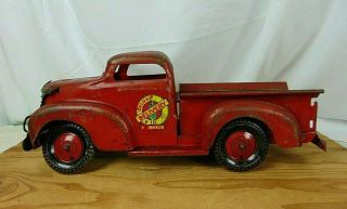 Vintage 1940s Marx DELUXE DELIVERY SERVICE Pressed - Steel Pickup Truck Toy 3
