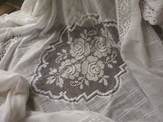 Antique French Delicate Lace Bedspread,  Coverlet