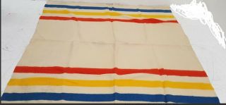 78” X 101” Vintage Hudson Bay Style 100 Wool Striped Blanket.  No Tag.