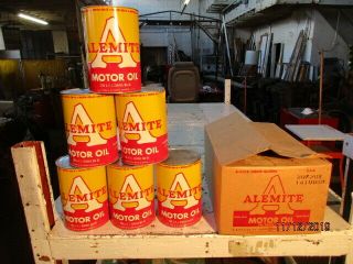 Case Of Six 5 - Quart Cans Of Alemite 20w - 20 Motor Oil,  That 
