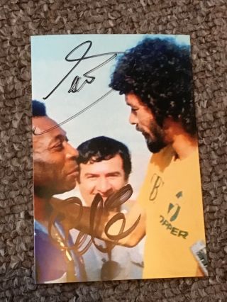 Pelé & Socrates Hand Signed Photo Autographs Delivery For Christmas