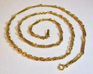 Vintage Milor Italy 14k Yellow Gold 3mm Twisted Curb Link Chain Necklace 19 ¾”