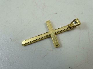 Vintage 14K Solid Yellow Gold Necklace Pendant Cross Crucifix Etched 3 grams 2
