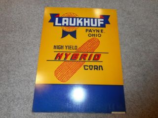 Rare 2 - Sided Laukhuf Hybrid Seed Corn Dealer Sign Oh Nos Advertising Scioto Sign
