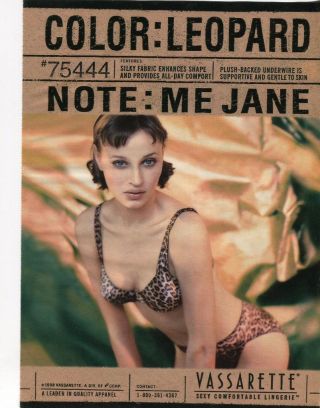 Vassarette Lingerie Print Ad Leopard Color Sexy Woman In Panty & Bra " Me Jane "