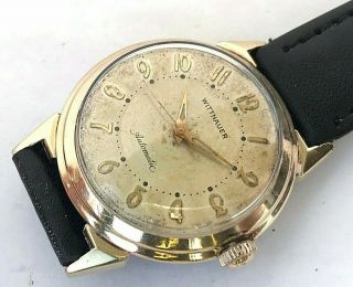 Vintage 10 K Gold Fi.  Wittnauer Longines Swiss Automatic Mens Watch,  Cal.  11arg