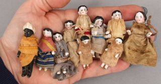 10 Antique Victorian German Frozen Charlotte China Porcelain Dolls
