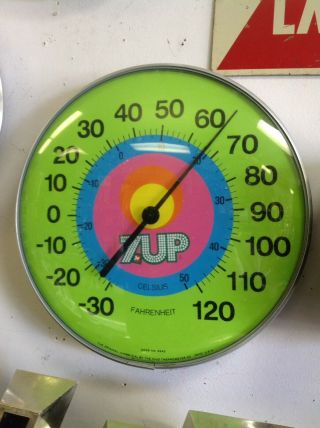 Vintage 1970 7up 7 Up Peter Max Soda Pop 12 " Metal Thermometer Sign Outside