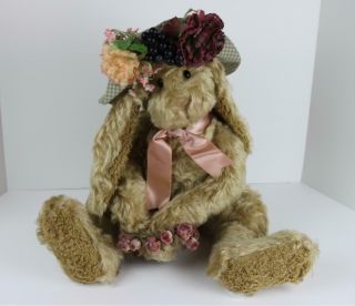 Mohair Artist Handmade Bunny With Hat Sadie By Sersha Collectibles Rabbit Vtg