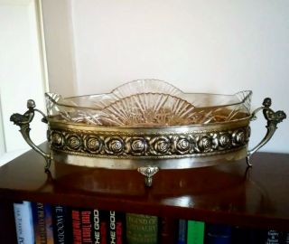Stunning Wmf? Art Nouveau Centrepiece Glass & Silverplate Fruit Bowl Early 1900s