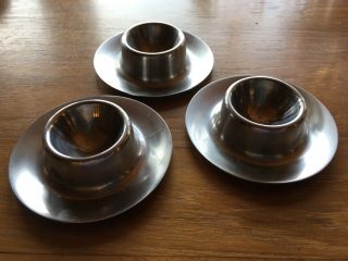 3 Mid Century Stainless Steel Egg Cup Holders Lundtofte Denmark Eames Atomic
