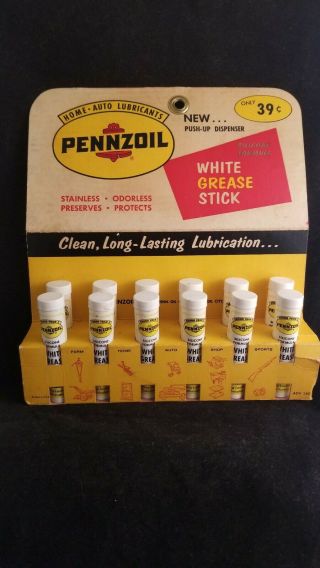 Pennzoil White Grease Store Display One Dozen Sign Can Plate Vintage Gas & Oil