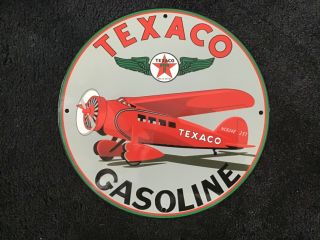 Vintage Texaco Porcelain Sign Gas Oil Service Station Pump Plate Rare Aviation