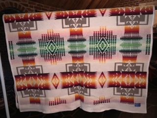 Vintage Pendleton Blanket Chief Joseph Cream Beaver Wool Navajo American Indian