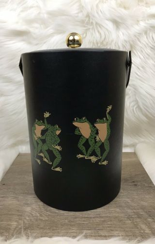Couroc Of Monterey Mid Century Dancing Frogs Ice Bucket - Vintage 2