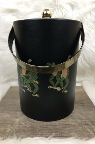 Couroc Of Monterey Mid Century Dancing Frogs Ice Bucket - Vintage 3