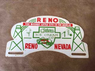 Vintage Chism Ice Cream Co.  In Reno Nevada Advertising License Plate Topper