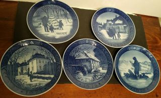 Vintage Royal Copenhagen Christmas Plates.  1975,  76,  78,  79,  80.  Nr