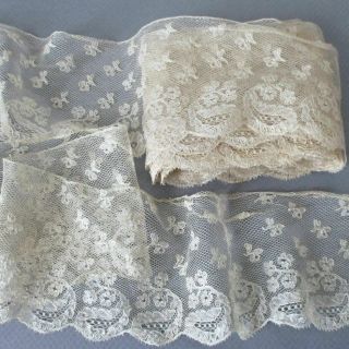 Vintage Creamy French Embroidered Lace Trim 3 " Wide X 5 Yds Flowers Scalloped