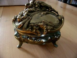 Vintage Antique Victorian Ornate Metal Jewelry Box Casket Jewelry Box " A25 "