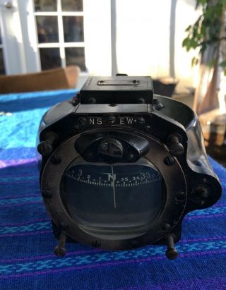 WWII 1940’s Vintage Japanese Airplane Flight Compass 2749 Electric Light EUC 3