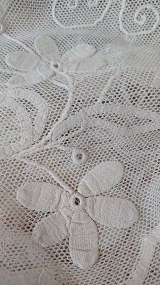 Antique French 19th C Applique Lace & Linen Surplice Panel