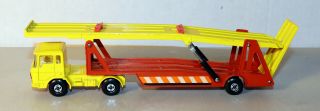 Dte Lesney Matchbox Superkings Sk - 11 Yel/dk Orange Car Carrier W/trailer Stripes