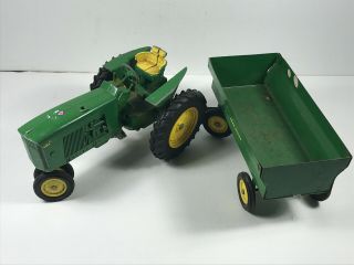 Vintage John Deere Toy Farm Tractor W/ Trailer Farm