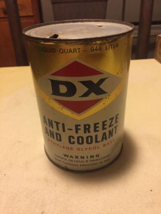 Vintage D X Anti - Freeze And Coolant Metal Can.  Empty.  1 Qt.